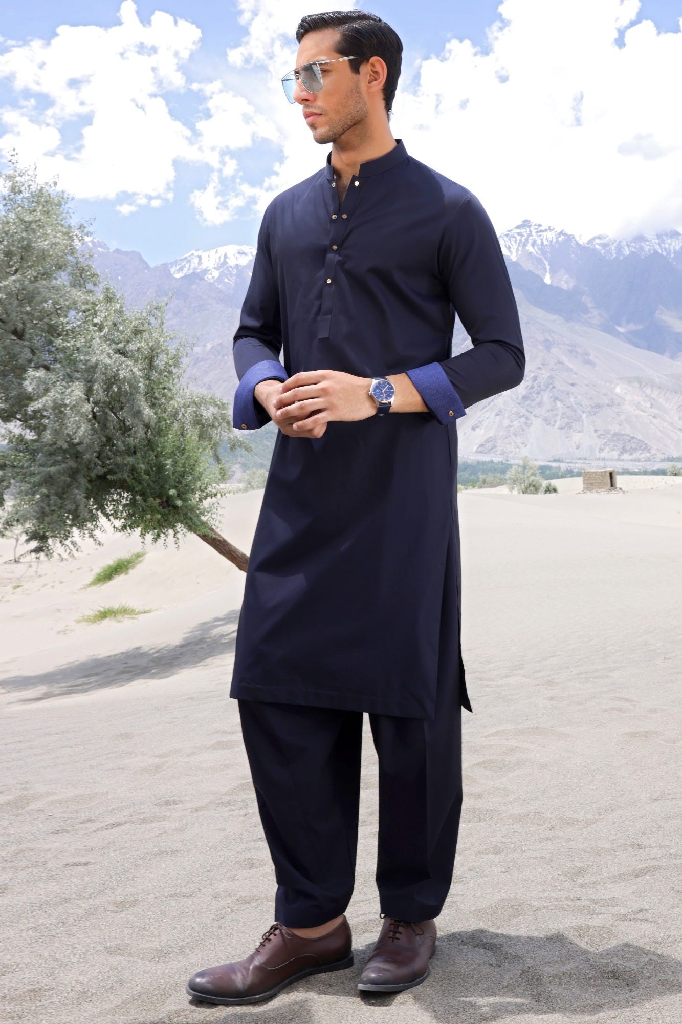 JORDAN - NAVY BLUE COTTON KAMEEZ SHALWAR