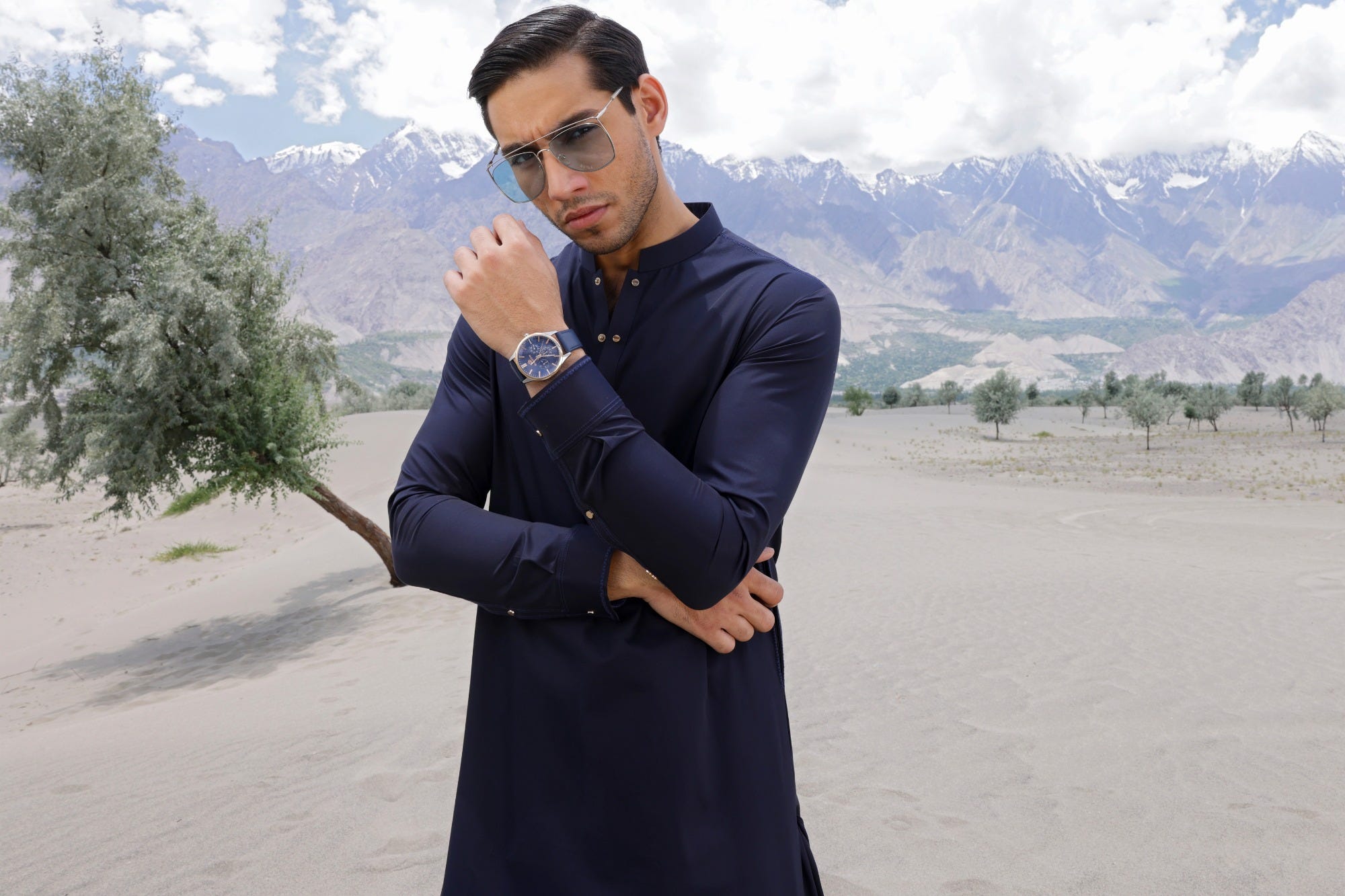 JORDAN - NAVY BLUE COTTON KAMEEZ SHALWAR