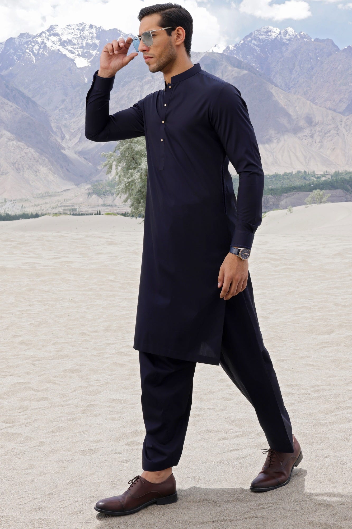 JORDAN - NAVY BLUE COTTON KAMEEZ SHALWAR