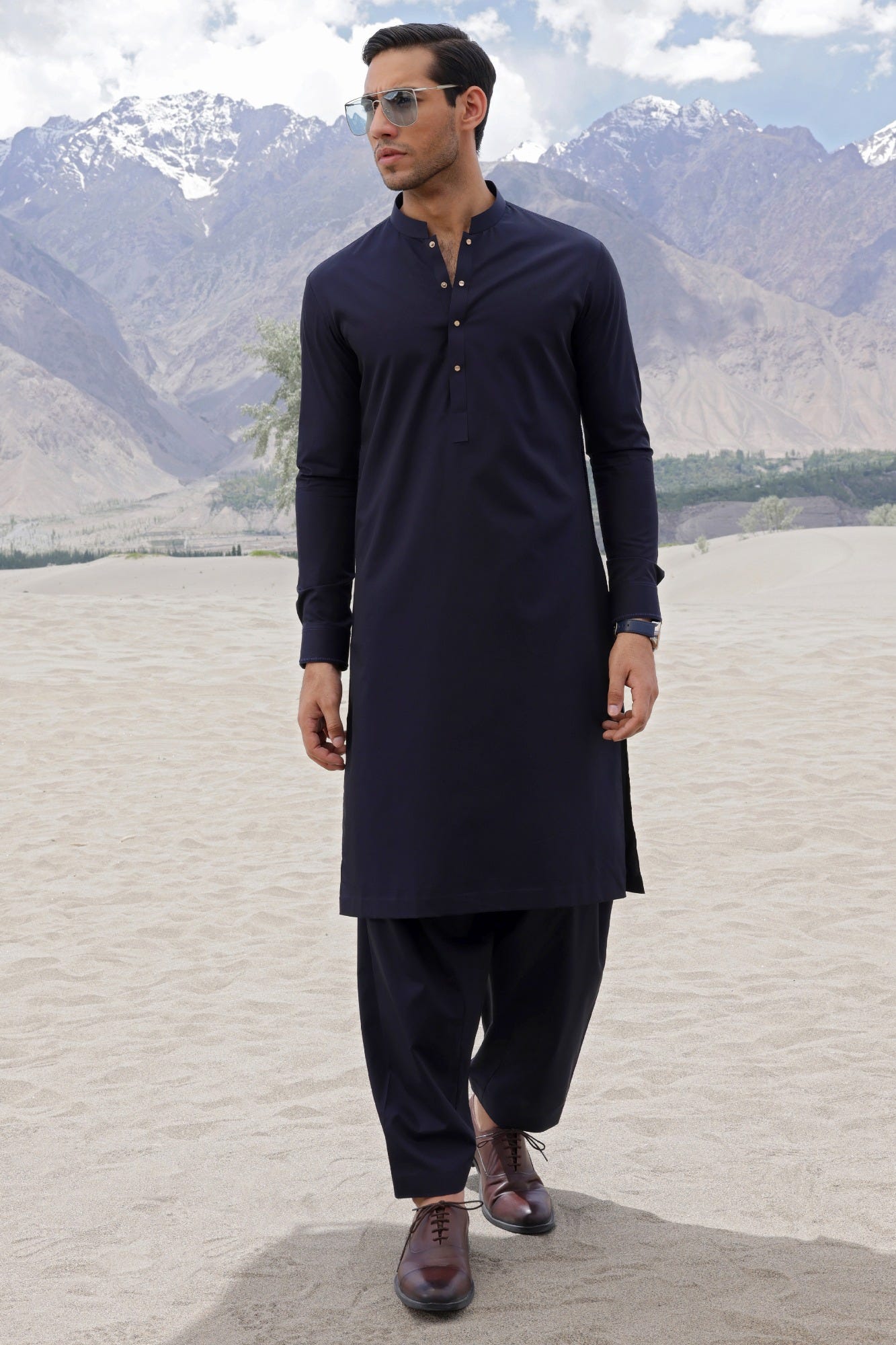 JORDAN - NAVY BLUE COTTON KAMEEZ SHALWAR