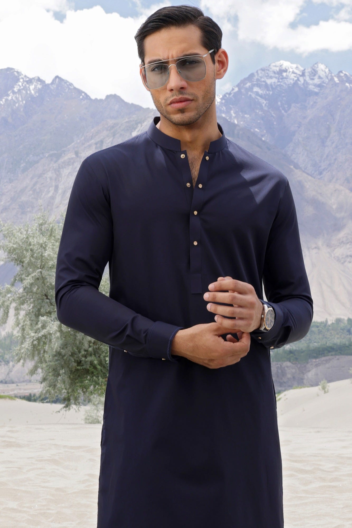 JORDAN - NAVY BLUE COTTON KAMEEZ SHALWAR