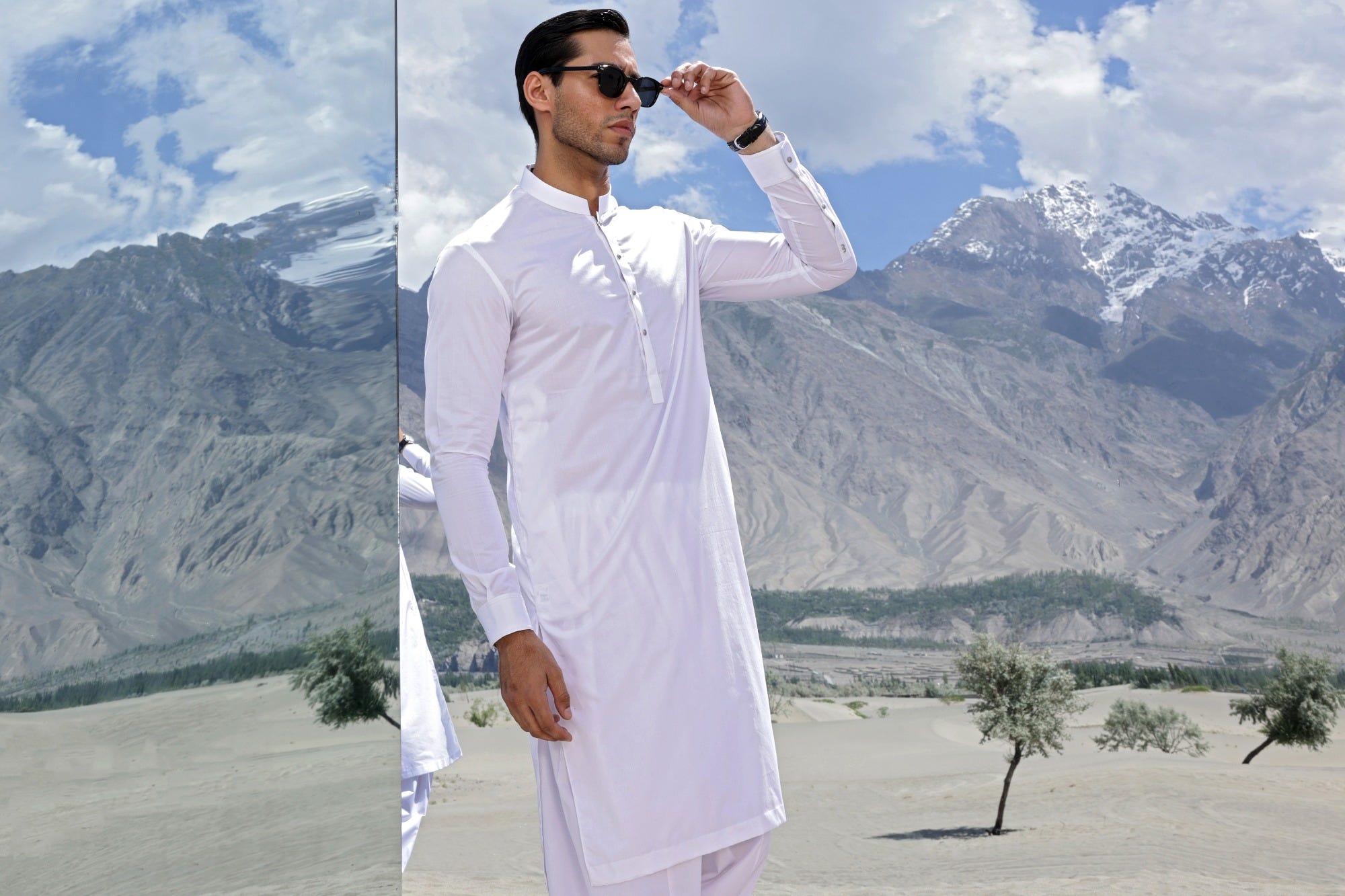 JORDAN - WHITE COTTON KAMEEZ SHALWAR