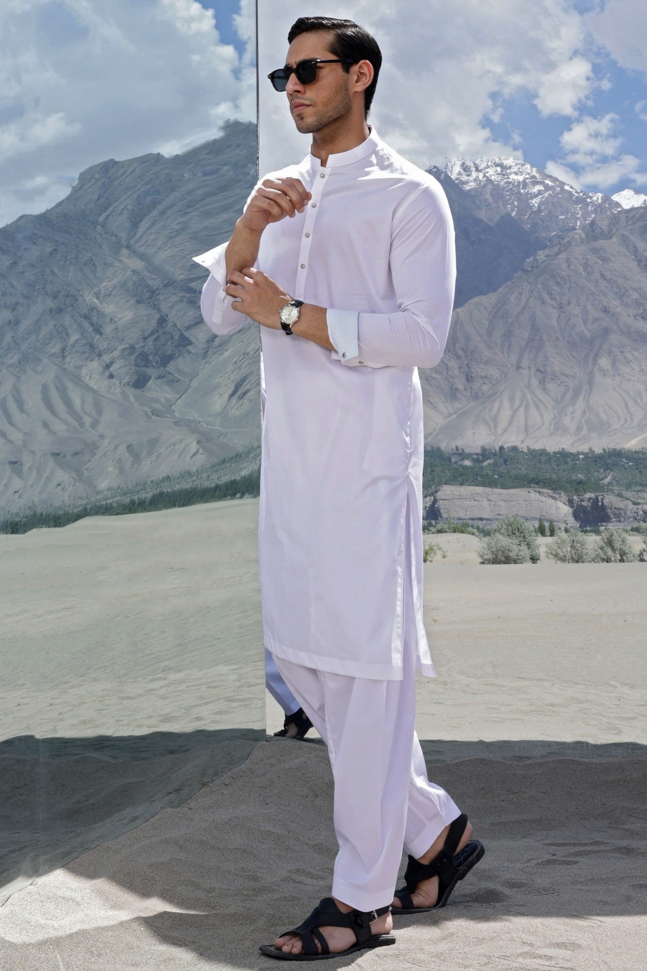 JORDAN - WHITE COTTON KAMEEZ SHALWAR