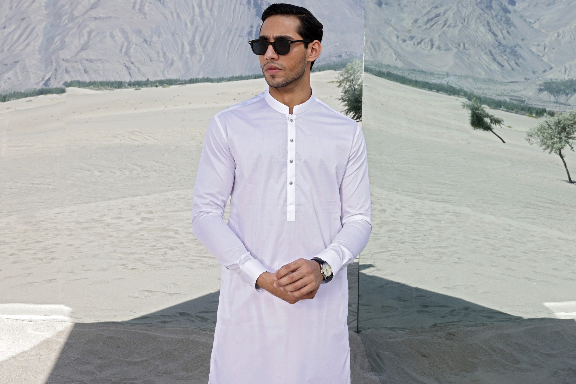 JORDAN - WHITE COTTON KAMEEZ SHALWAR