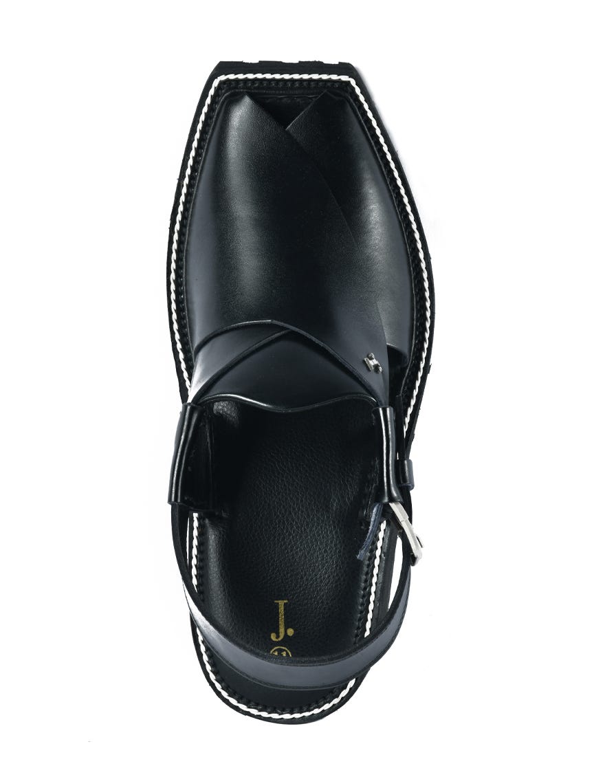 Black Trendy Peshawari Chappal | Jjfw-Jpc-026-Po