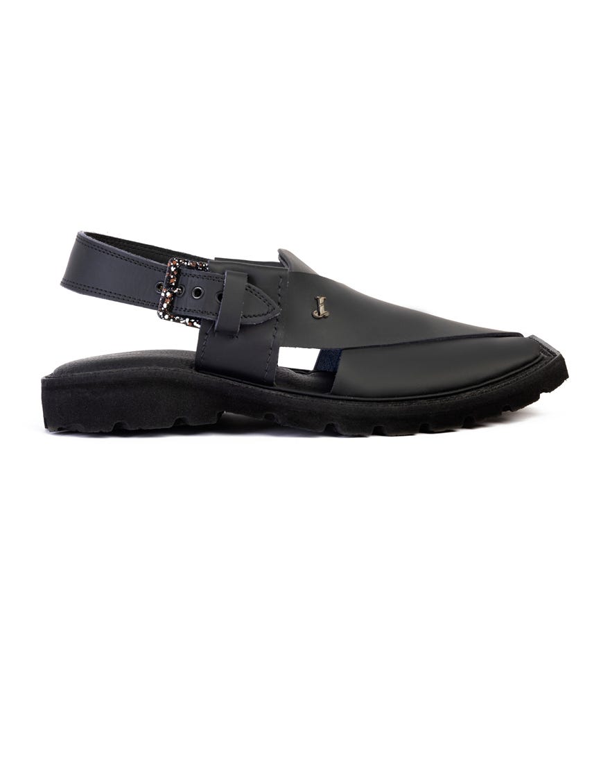MATT BLACK TRENDY PESHAWARI SANDALS