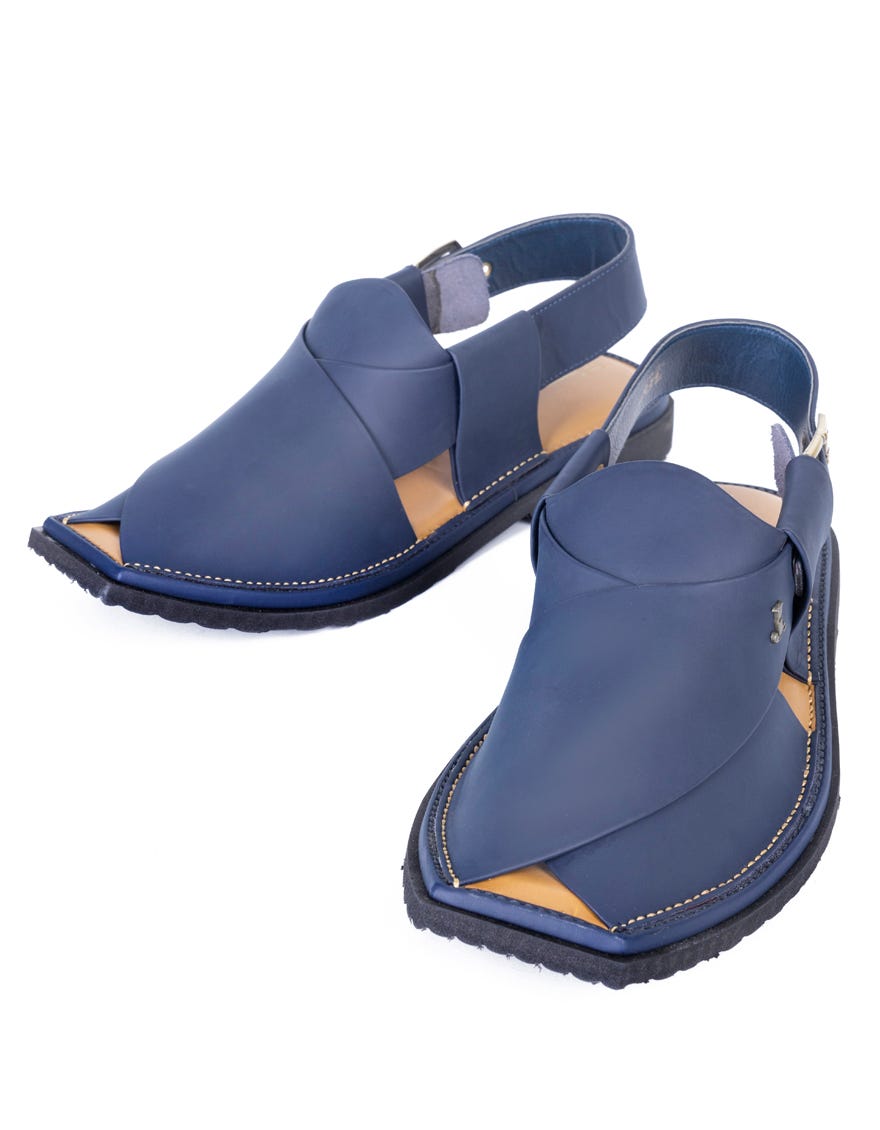 BLUE PLAIN PESHAWARI SANDALS