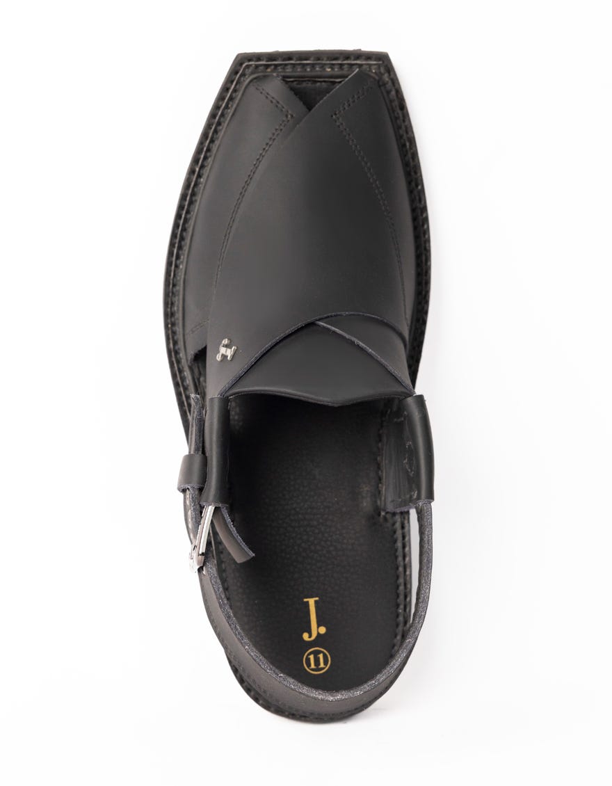 MATT BLACK PLAIN PESHAWARI SANDALS