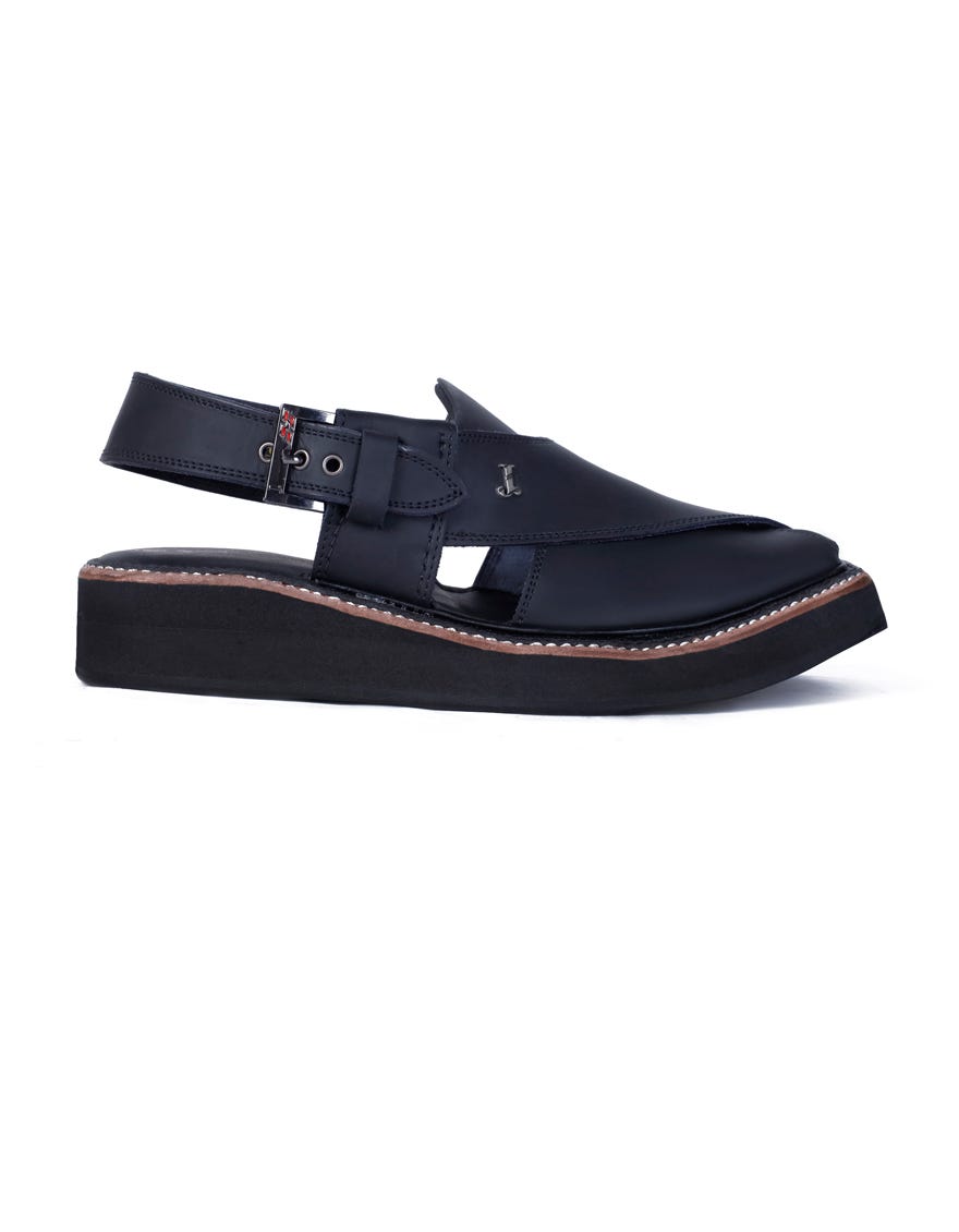 Black Trendy Peshawari Chappal | Jjfw-Jpc-072-Kc