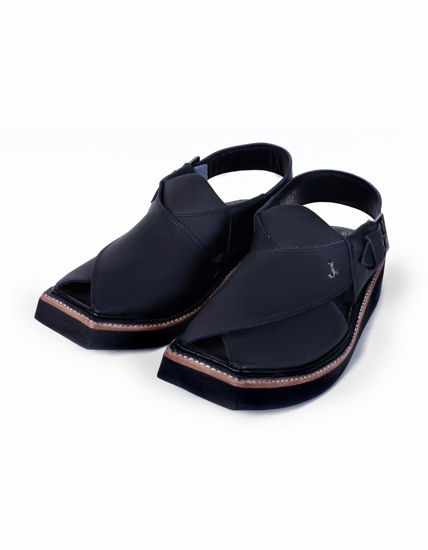 Black Trendy Peshawari Chappal | Jjfw-Jpc-072-Kc