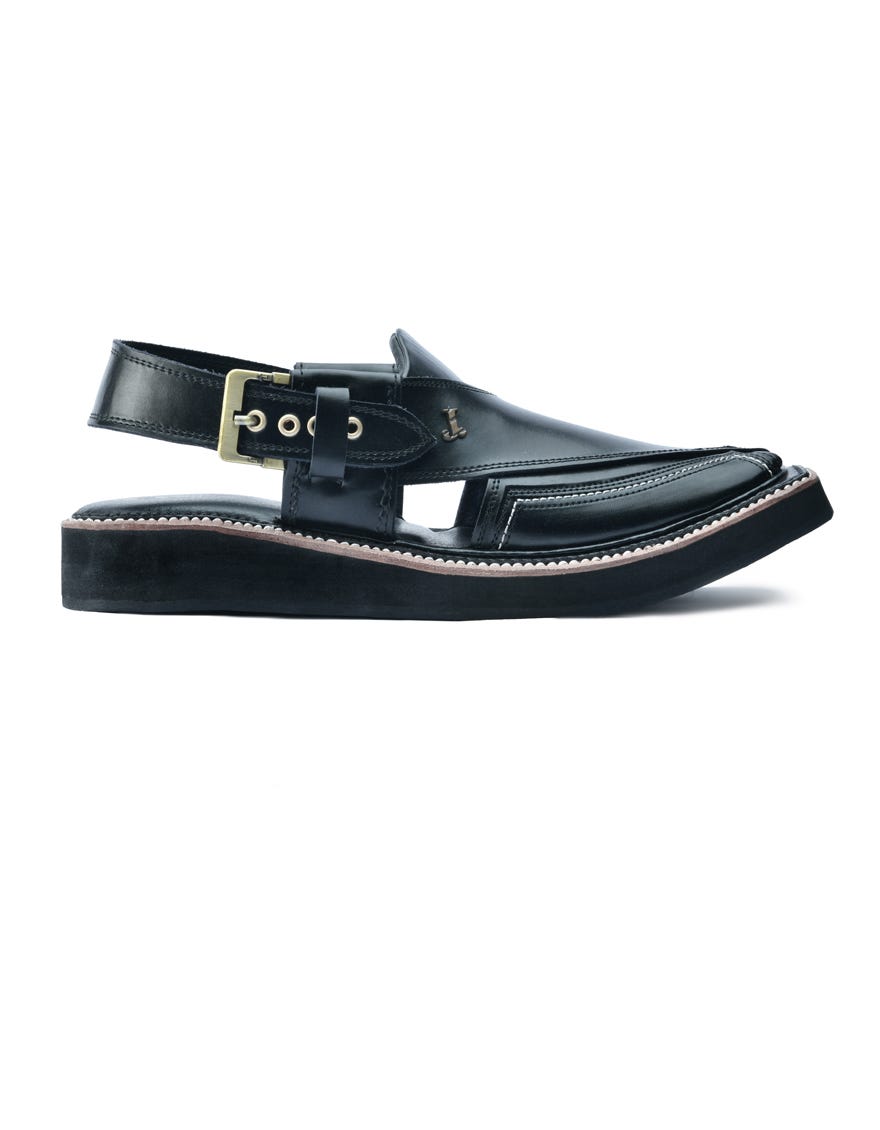 Black Trendy Peshawari Chappal | Jjfw-Jpc-073-Kc