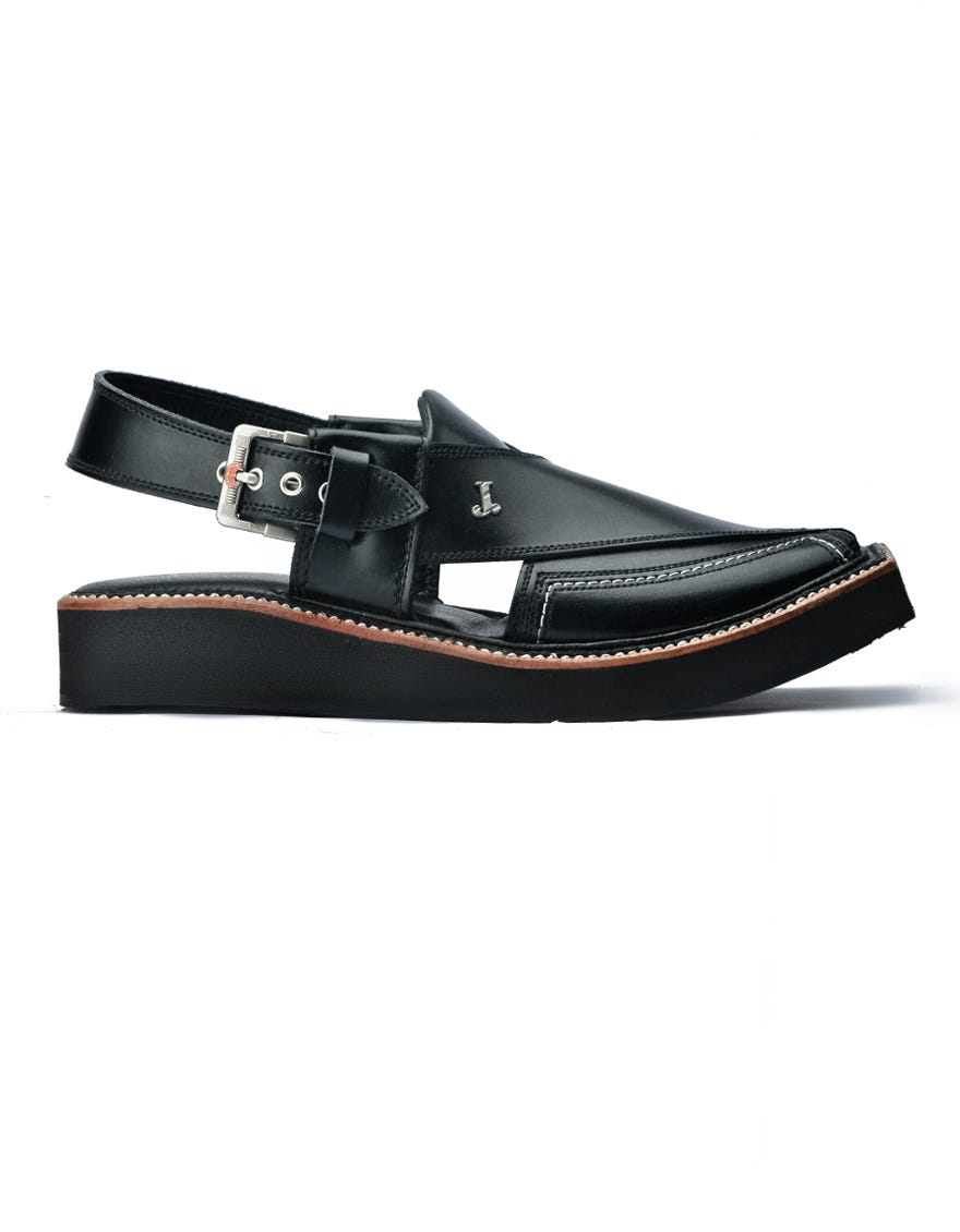 Black Trendy Peshawari Chapplal | Jjfw-Jpc-078