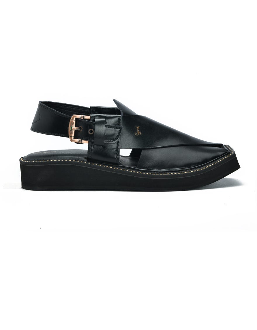 Black Trendy Peshawari Chappal | Jjfw-Jpc-090-Kc