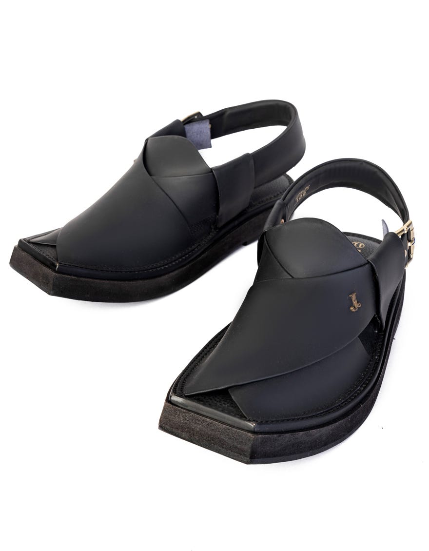 MATT BLACK TRENDY PESHAWARI SANDALS