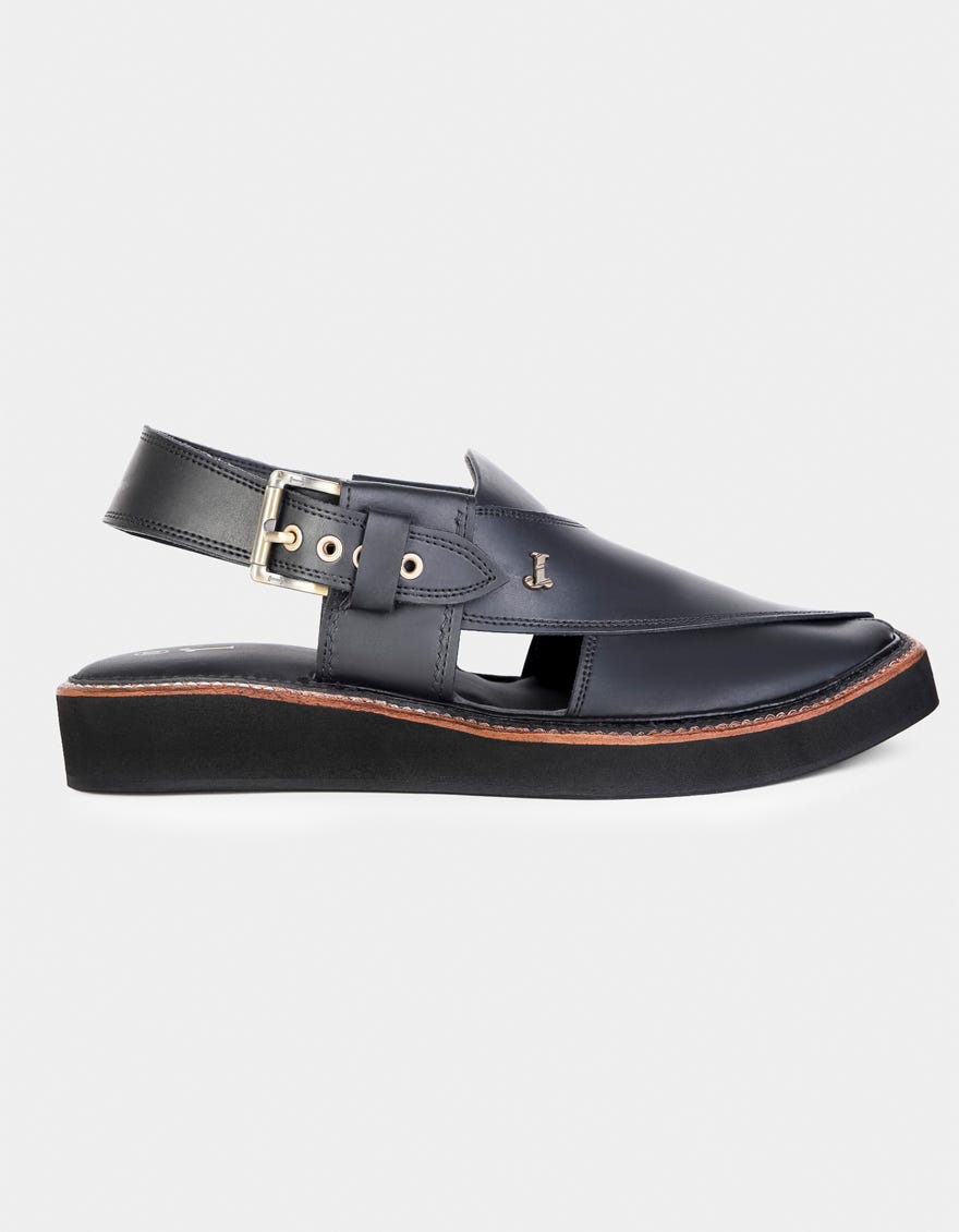 MATT BLACK PESHAWARI SANDALS