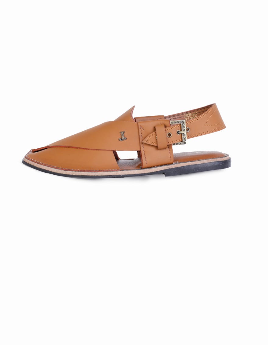 Camel Brown High Chrome Peshawari Chappal | Jjfw-Jpc-11393