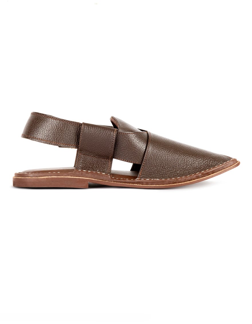 DARK BROWN TEXTURED PESHAWARI SANDALS