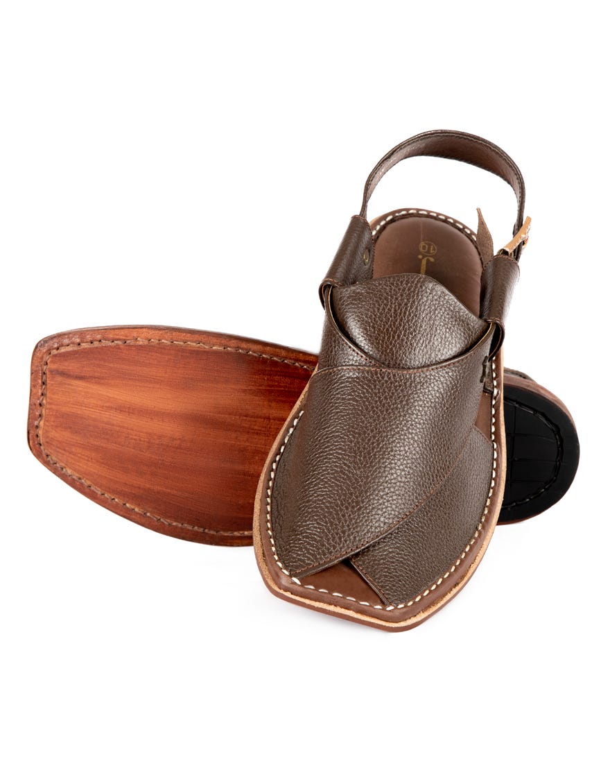 DARK BROWN TEXTURED PESHAWARI SANDALS