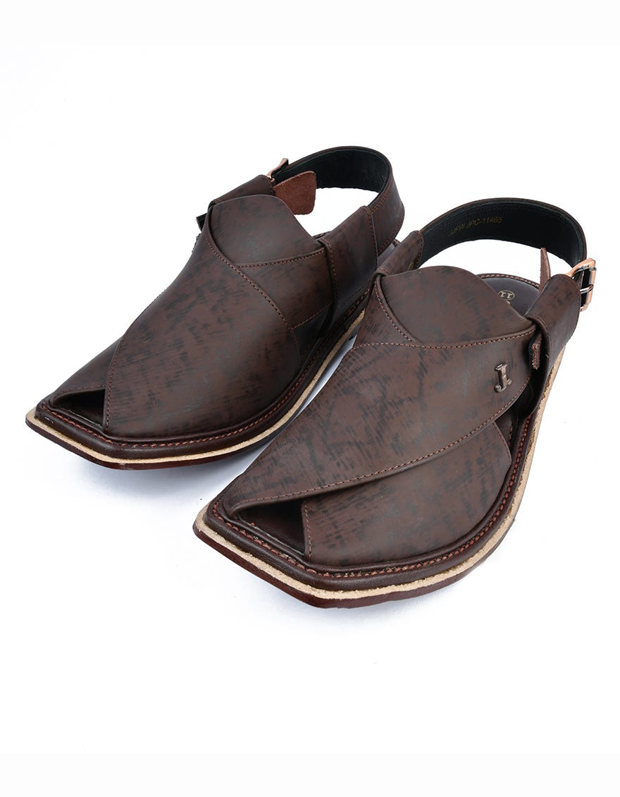 Maroon Peshawari Chappal | Jjfw-Jpc-11465