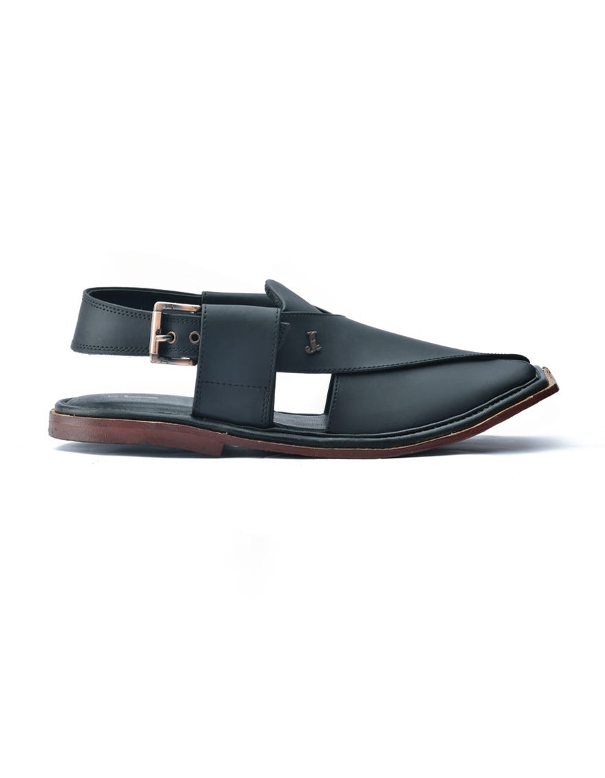 Matt Black Trendy Peshawari Chappal | Jjfw-Jpc-11472