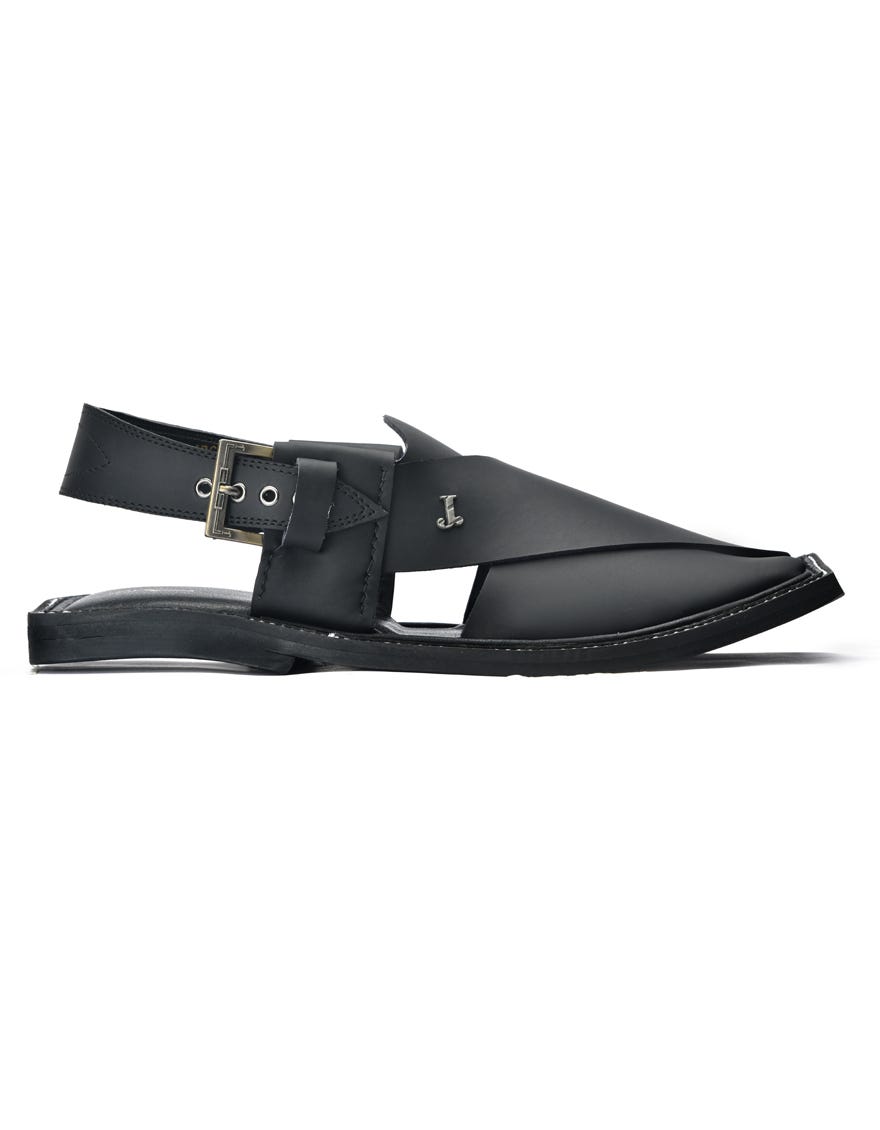 MATT BLACK PLAIN TRENDY PESHAWARI SANDALS