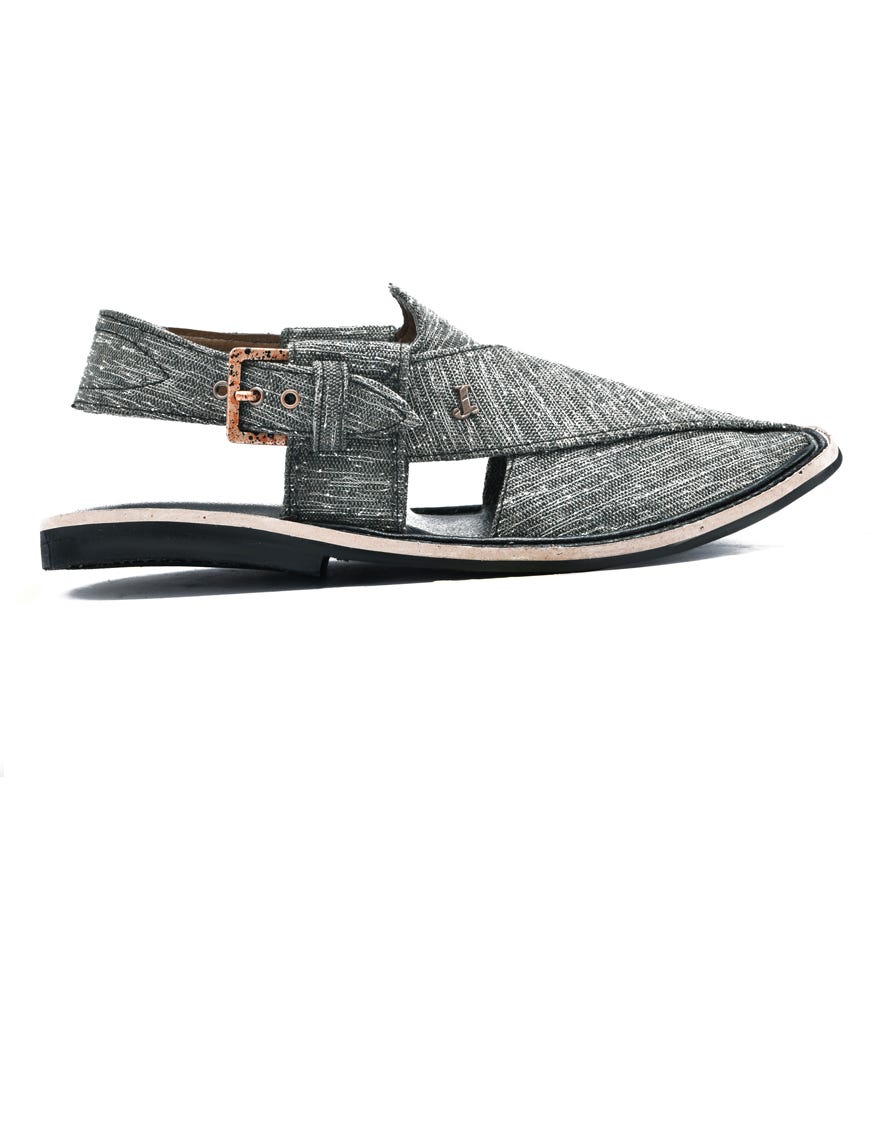 Grey Trendy Peshawari Chappal | Jjfw-Jpc-11497