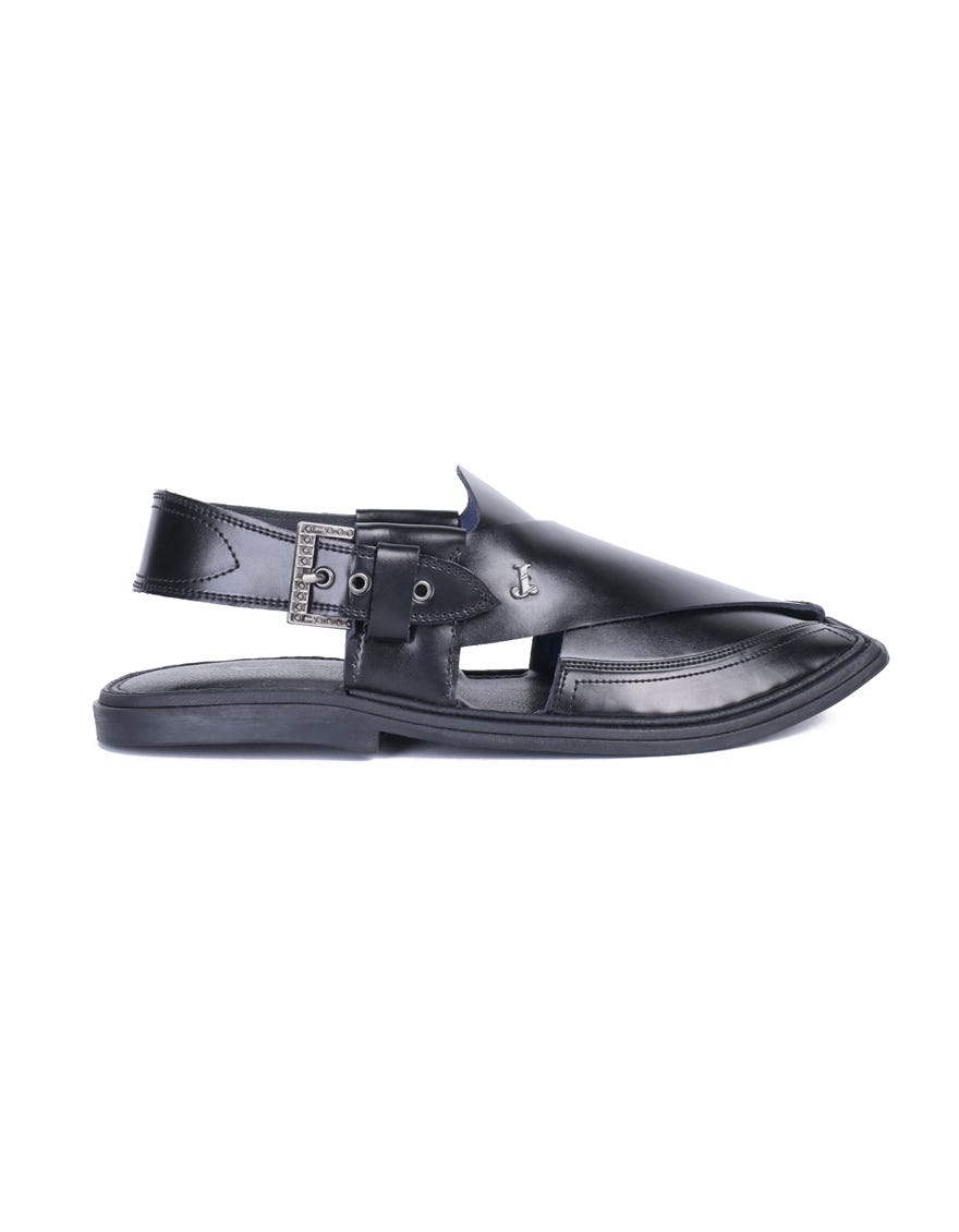 BLACK PLAIN PESHAWARI SANDALS