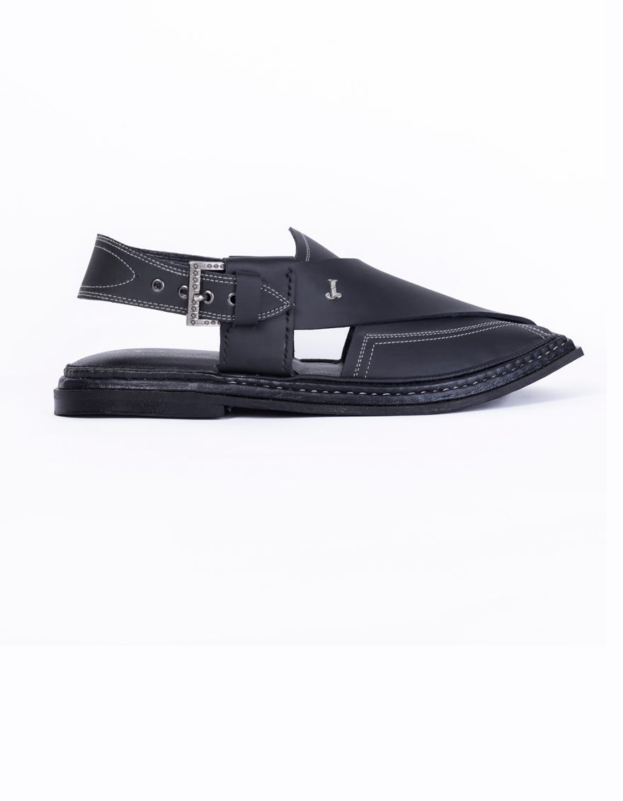 BLACK PLAIN PESHAWARI SANDALS