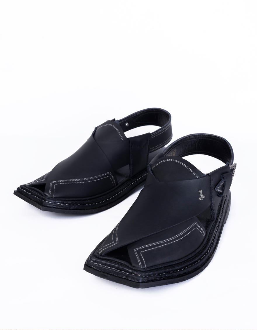 BLACK PLAIN PESHAWARI SANDALS