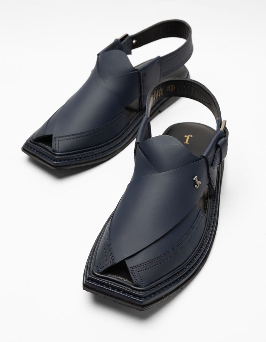 BLUE PLAIN PESHAWARI SANDALS