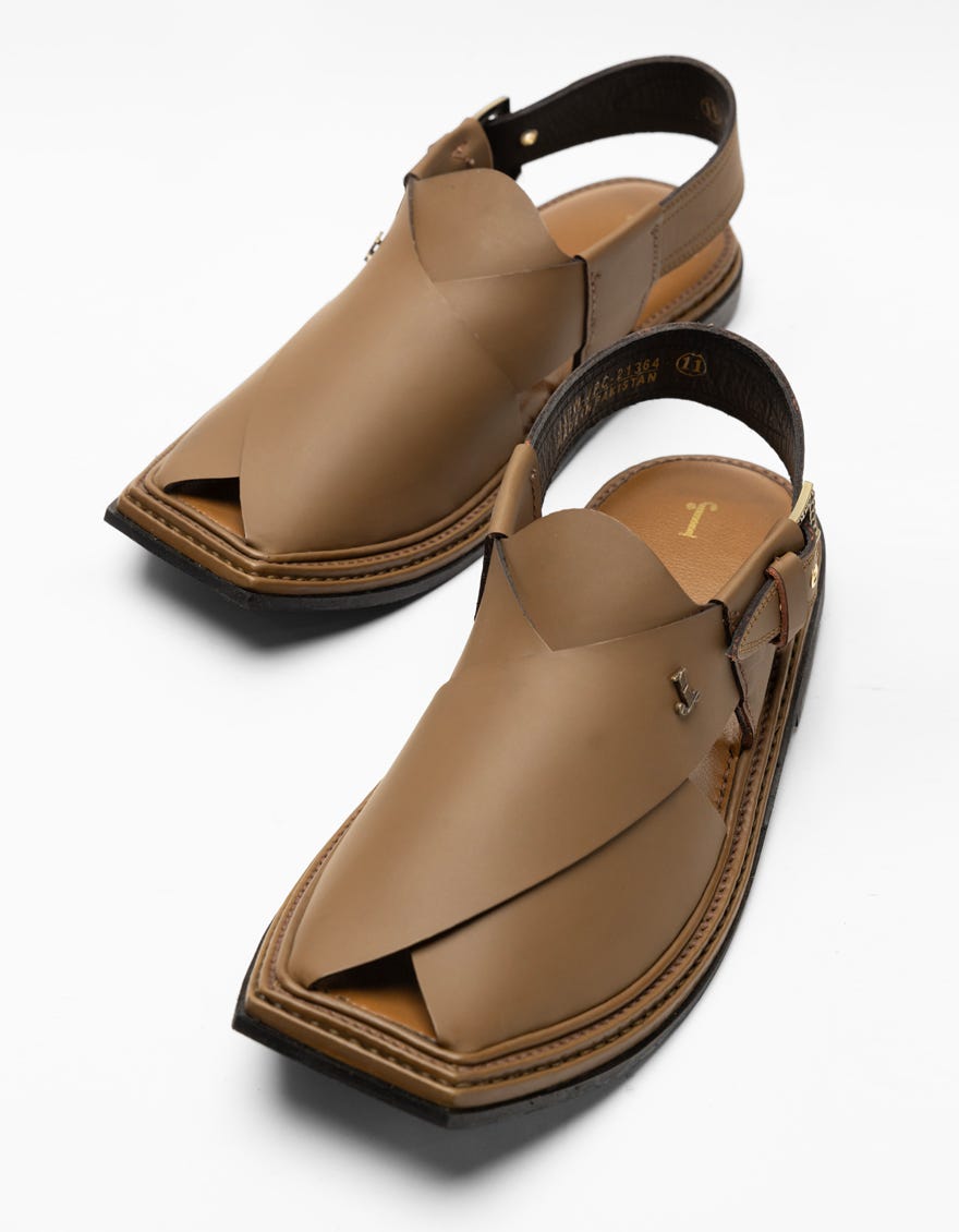 CAMEL BROWN PLAIN PESHAWARI SANDALS