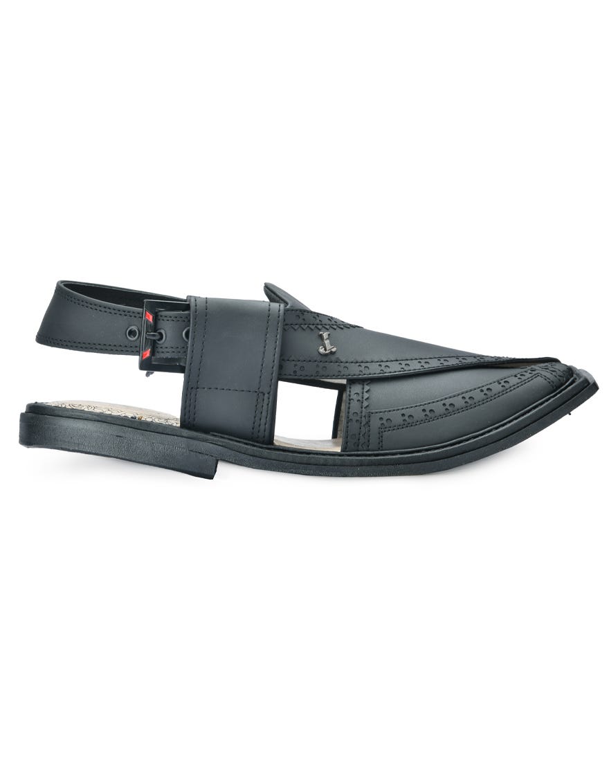 Matt Black Trendy Peshawari Chappal | Jjfw-Jpc-16021