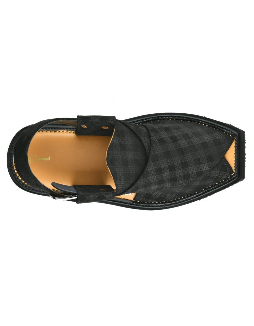 Black Trendy Peshawari Chappal | Jjfw-Jpc-256