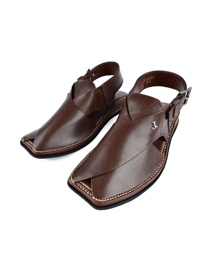 Maroon Textured Peshawari Chappal | Jjfw-Jpc-4012