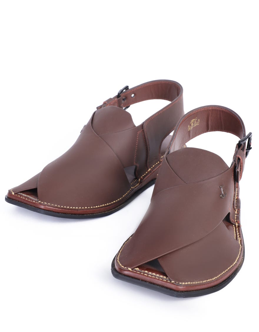 BROWN PLAIN TRENDY PESHAWARI SANDALS