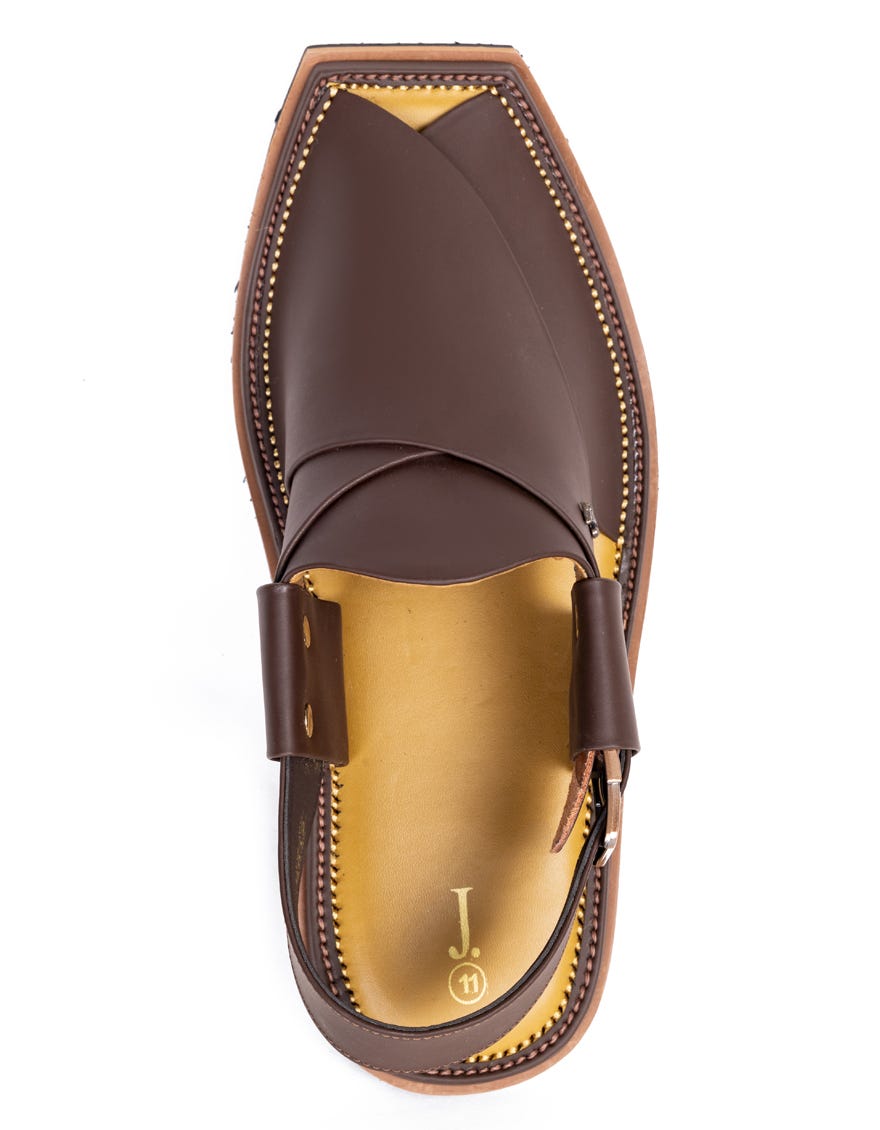 CHOCOLATE BROWN PLAIN PESHAWARI SANDALS