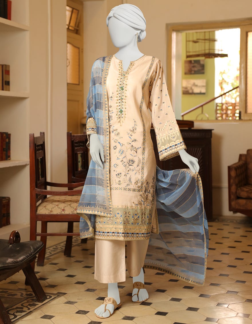 LIGHT GREY COTTON 3PC STITCHED | JJPW-S-JPS-22-3911