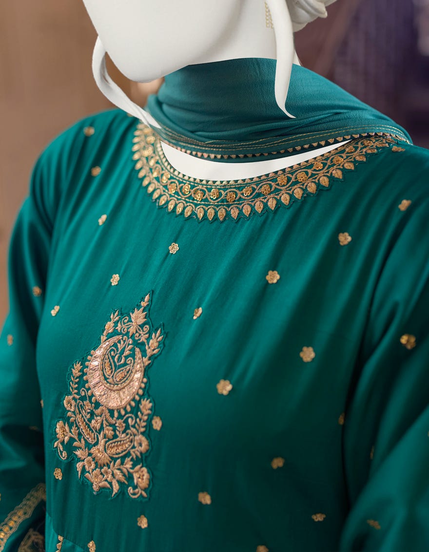 SEA GREEN COTTON 3PC STITCHED | JJPW-W-JPS-22-3942