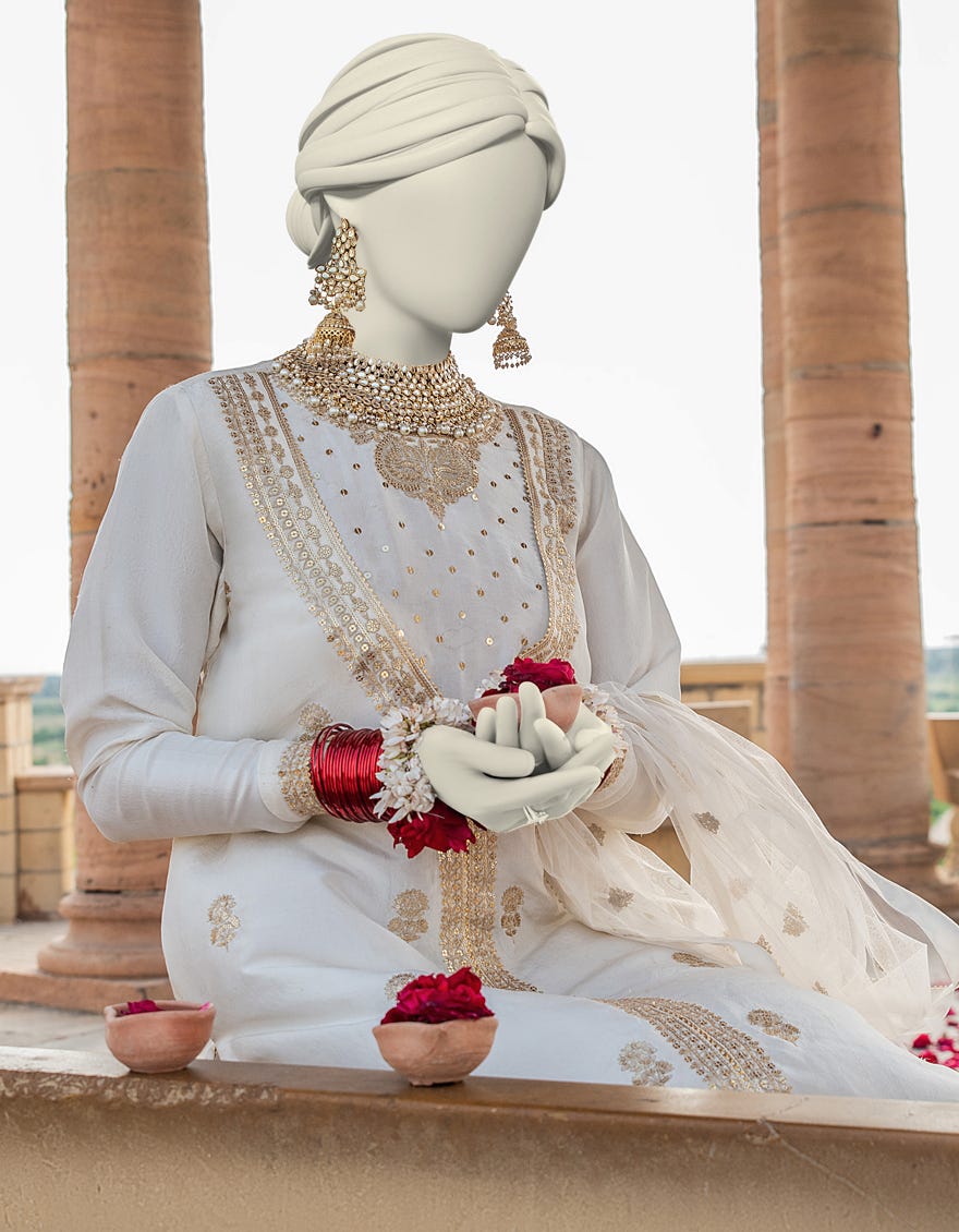 Off White Raw Silk Stitched 3 Piece | Jjpw-S-Jps-24-3905