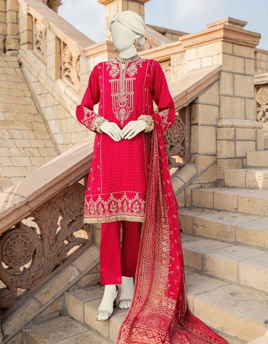 Pink Paper Cotton Stitched 3 Piece | Jjpw-S-Jps-24-3911