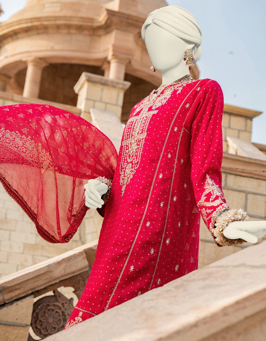 Pink Paper Cotton Stitched 3 Piece | Jjpw-S-Jps-24-3911