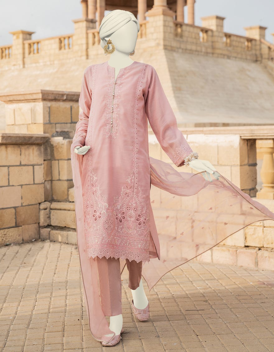 Pink Paper Cotton Stitched 3 Piece | Jjpw-S-Jps-24-3912