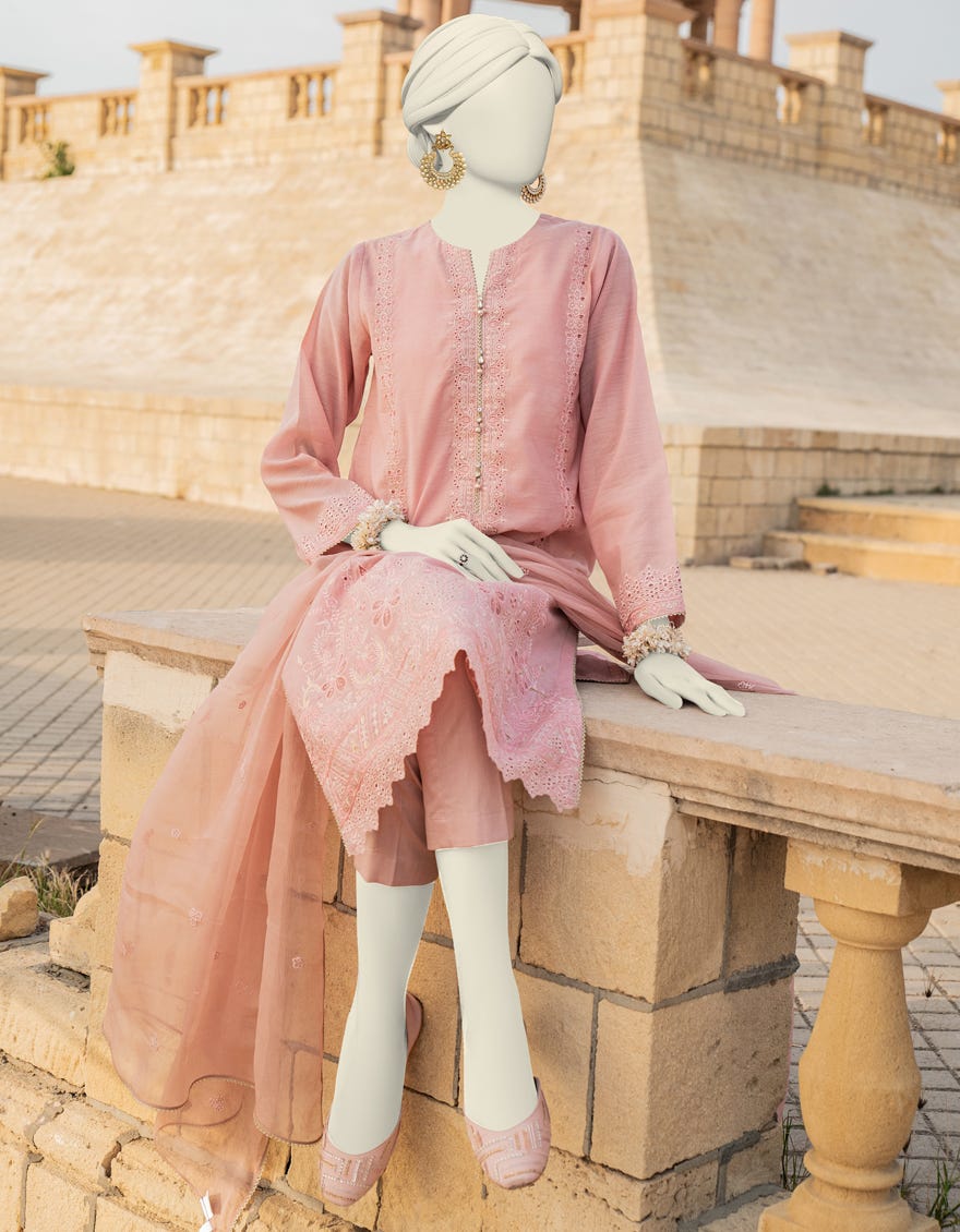 Pink Paper Cotton Stitched 3 Piece | Jjpw-S-Jps-24-3912