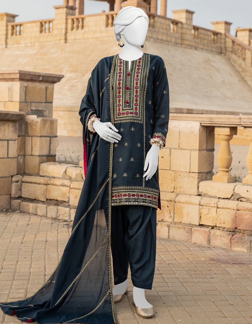 Blue Paper Cotton Stitched 3 Piece | Jjpw-S-Jps-24-3913