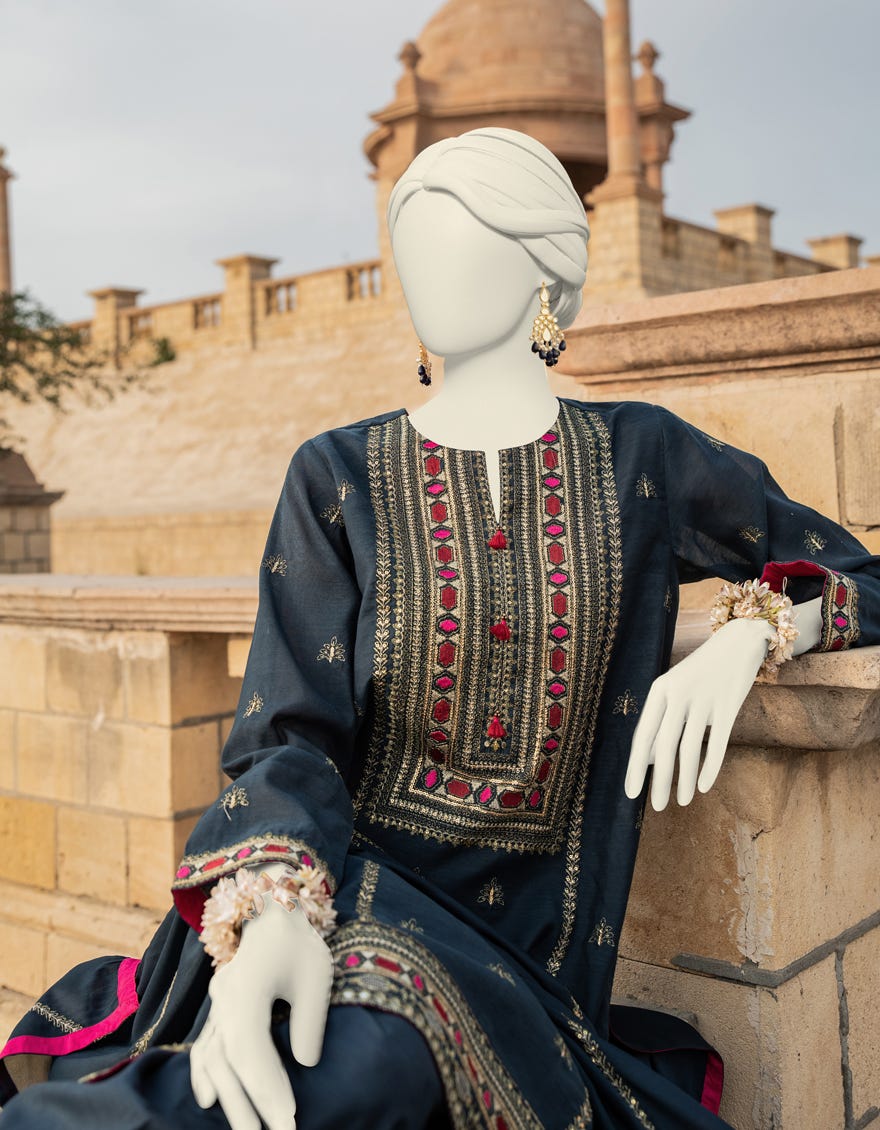 Blue Paper Cotton Stitched 3 Piece | Jjpw-S-Jps-24-3913