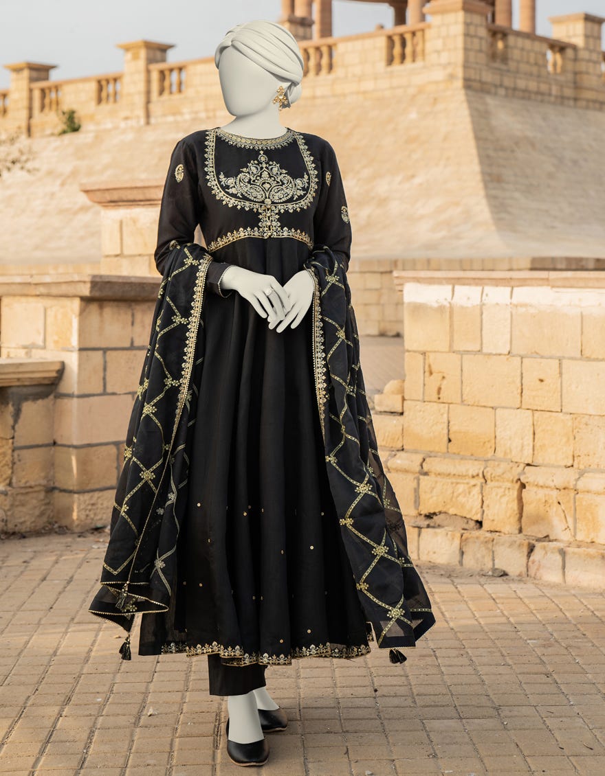 Black Paper Cotton Stitched 3 Piece | Jjpw-S-Jps-24-3915