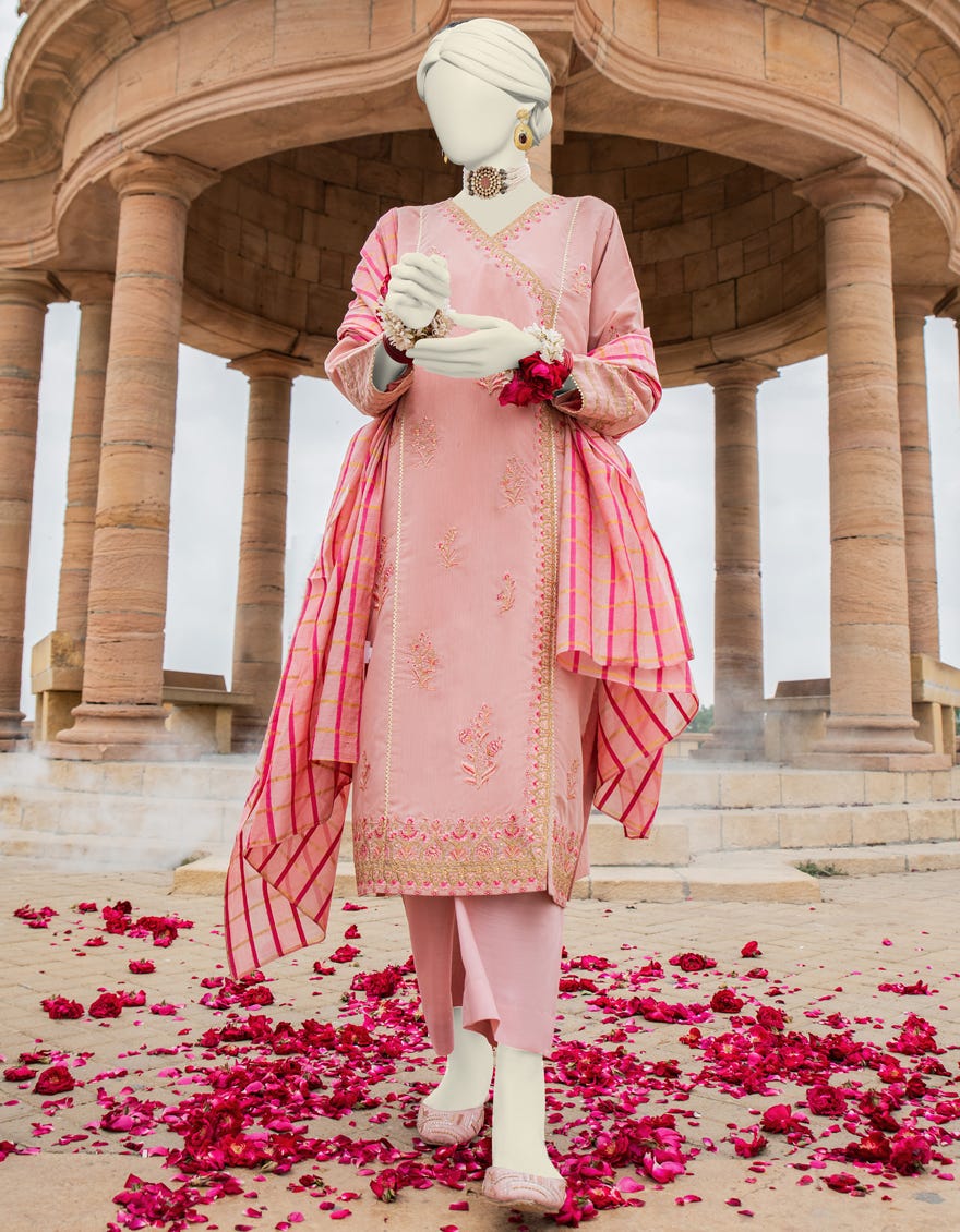 Pink Khaddi Silk Stitched 3 Piece | Jjpw-S-Jps-24-3920