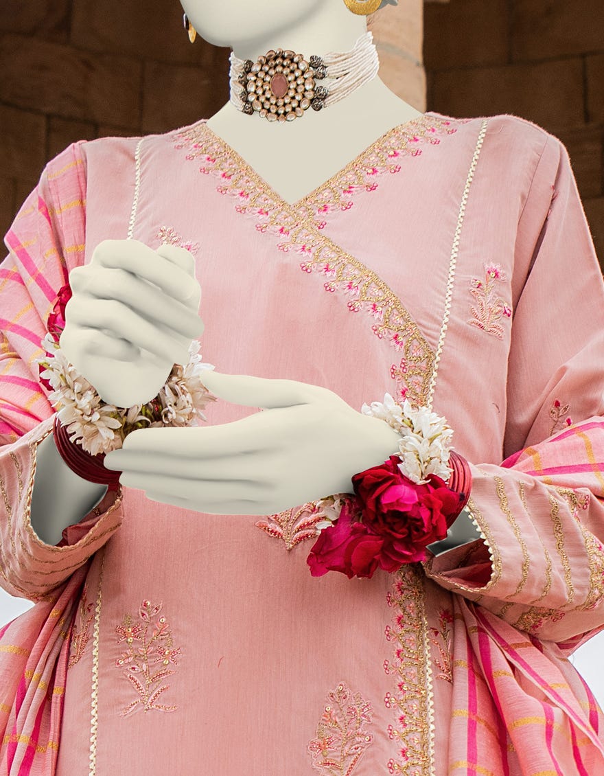 Pink Khaddi Silk Stitched 3 Piece | Jjpw-S-Jps-24-3920