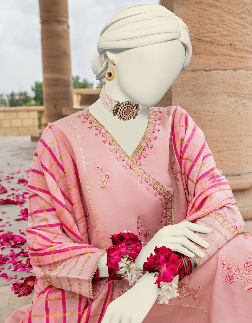 Pink Khaddi Silk Stitched 3 Piece | Jjpw-S-Jps-24-3920