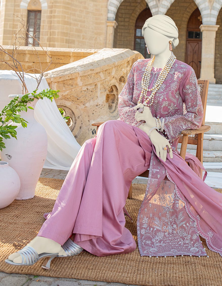 Peach Organza 3 Piece Stitched Dress | Jjpw-S-Jps-24-3924